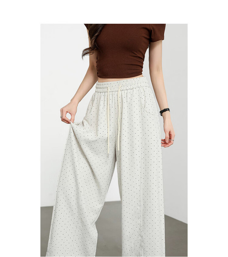 Demana [Comfort Zero Pressure Pants] Summer Korean Retro Polka Dot Straight Leg Elastic Waist Loose Slim Versatile Women's Casual Pants 8