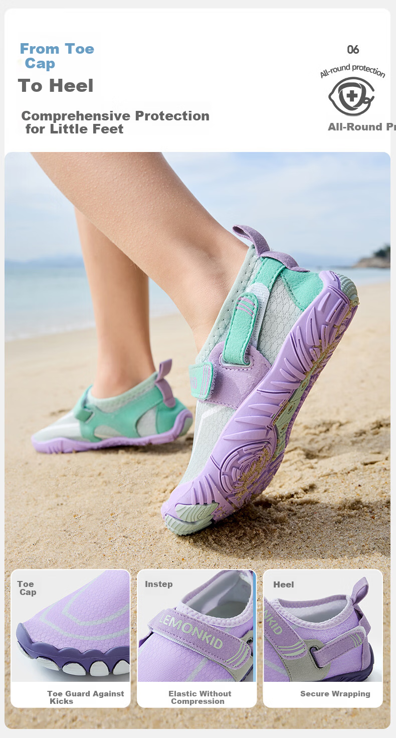 Lemonkid Kids Beach Shoes Boys Girls Swimming Water Shoes Non-slip Breathable Outdoor Sports Sandals Creek Hiking Shoes for Seaside Water Play 10