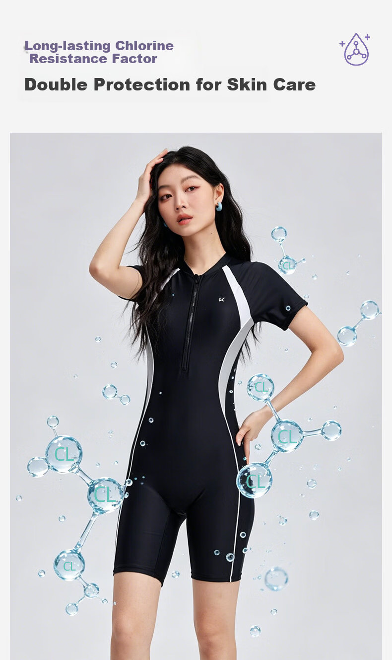 Keep Women's One-Piece Swimsuit, Knee-Length Professional Swimwear, Slimming, Chlorine-Resistant, Competitive Speed Swimwear, 2XL, Black 7