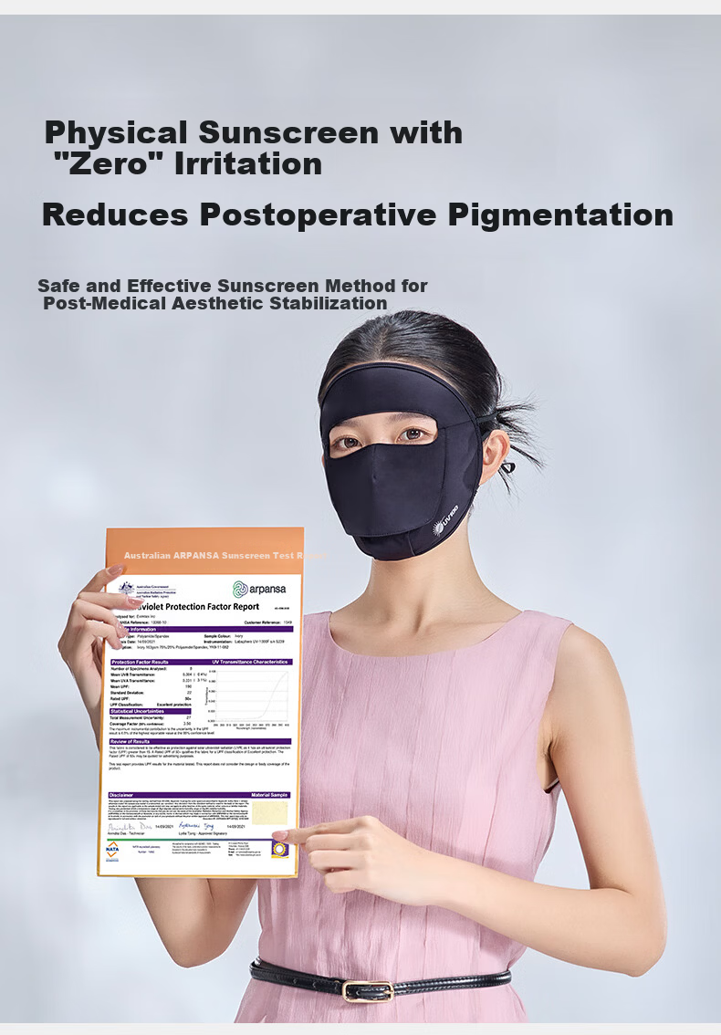 UV100 Taiwan Medical Post-Surgery Sunscreen Face Shield for Women UV Protection Face Bikini with Open Mouth Mask 26534 Dark Night Black 11