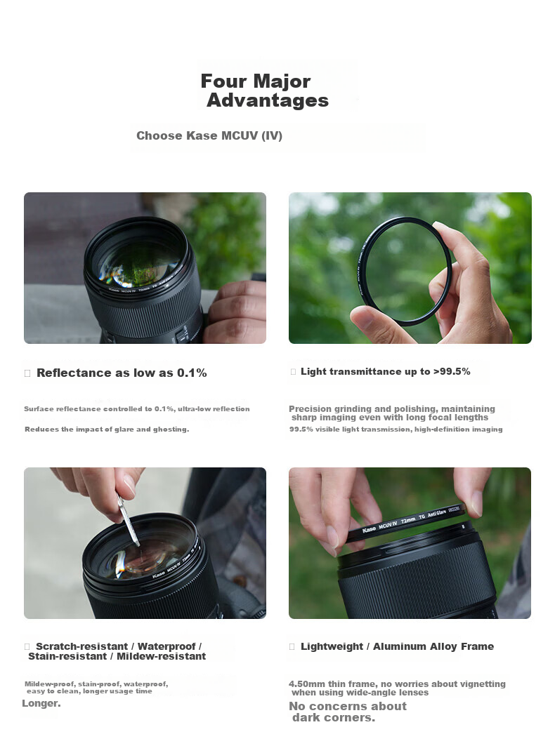 Kase UV Filter 4th Generation MCUV Filter 82mm High Definition High Transparency Anti-Glare Anti-Ghosting Anti-Drop Ultra-Thin No Vignetting Waterproof Scratch-Resistant Lens Protector 2