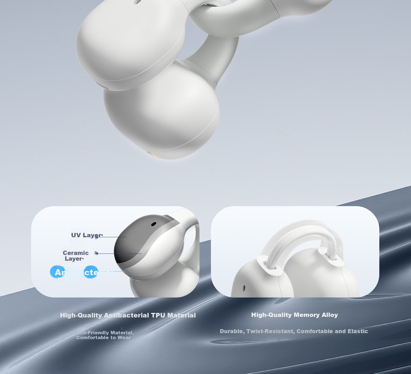 HP [2026 Latest Model | Berlin Sound] Bluetooth Clip-On Sports Wireless Call Noise-Cancelling Bone Conduction Headphones for Running with Long Battery Life and Comfortable Non-In-Ear Design 16