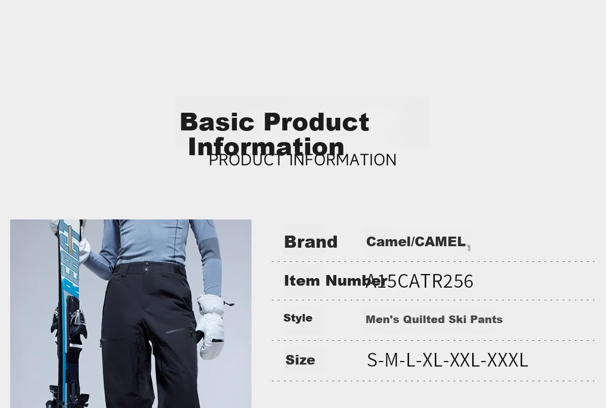CAMEL Outdoor Ski Pants Women Single Board 2L Waterproof Snow Pants Insulated Warm Windproof Snowboarding Pants Men R256 17