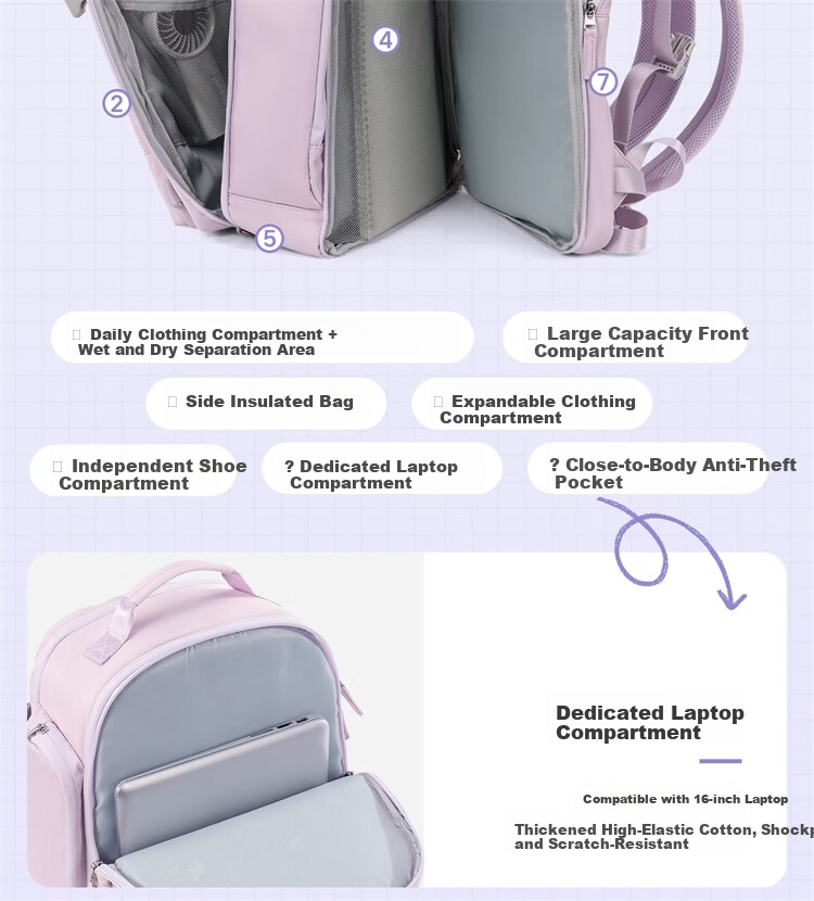 CAMEL Travel Large Capacity Lightweight Backpack for College Students Business Laptop Bag 575C628062 7