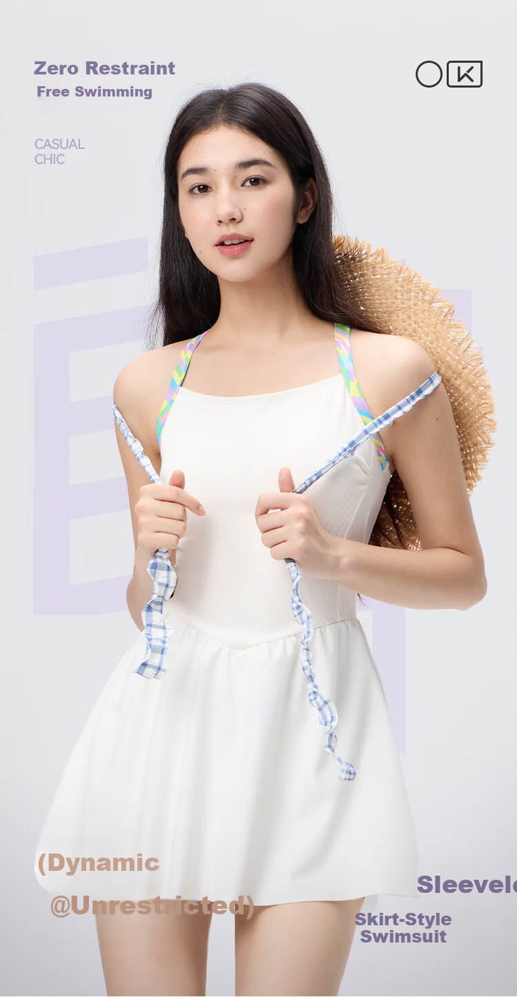 Keep Women's Sleeveless One-Piece Floral Strap Fashion Swim Dress 671 Off-White 2XL 1