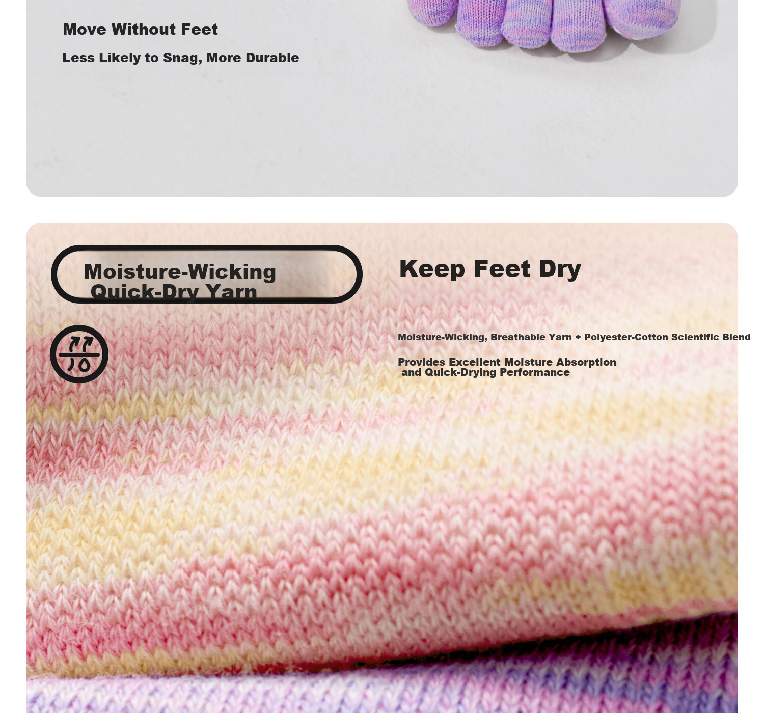 Yottoy Gradient Dyed Non-Slip Yoga Socks for Women Pilates Five-Toe Shoes Summer Indoor Sports Fitness Toe Separator Short - Purple 11