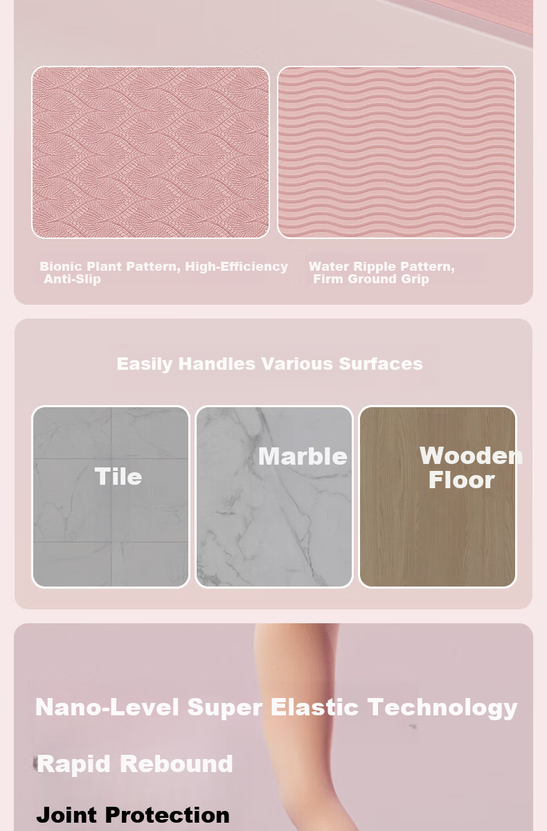 Paipu Beginner Yoga Mat TPE Shock Absorption Soundproof Non-Slip Home Exercise Fitness Mat for Women 3