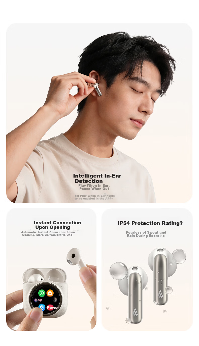 EDIFIER Lolli5 ANC True Wireless Noise Cancelling Bluetooth Earphones Large Round Screen Earbuds Translation Earphones Compatible with Apple Huawei Xiaomi Phones Sunset Orange (High Qingchen Edition) 20