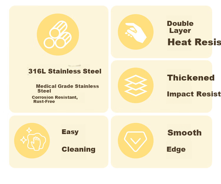 Shengjia 316 Stainless Steel Double-Layer Insulated Anti-Scald Bowl 11.5cm for School Canteen Hotel 316 Double-Layer Bowl [Jing Warehouse] 3