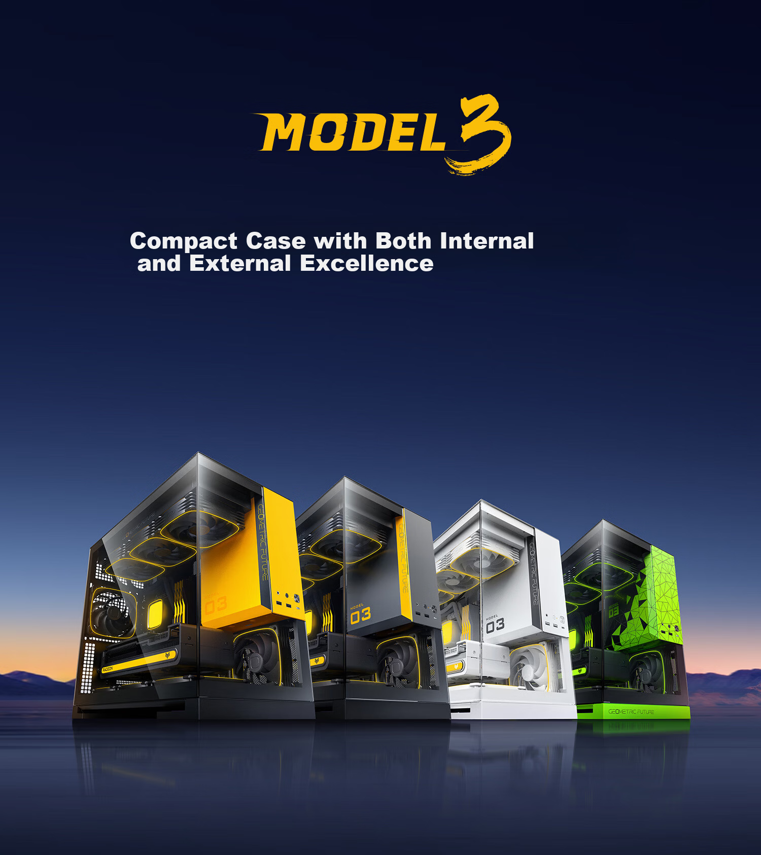 GeometricFuture Model3 Nezha Computer Case Black Grey (Supports M-ATX Motherboard/50 Series Graphics Card/360mm Radiator/Seaview Case/Type-C Interface) 10