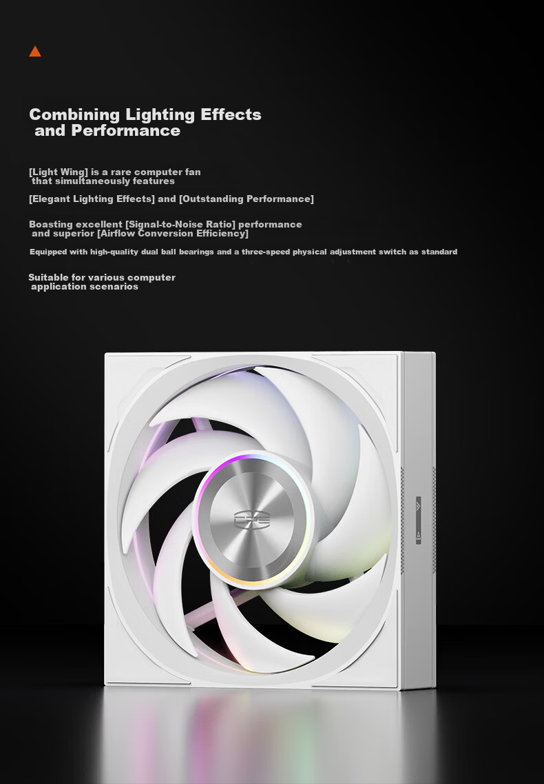 PCCOOLER Wing F7 X120B ARGB Black 12cm Case Fan High Air Pressure Dual Ring Fan RGB Sync PWM Temperature Control Dual Ball Bearing 4