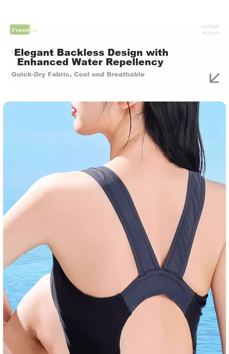 Xtep Women's Conservative High-End Professional Competitive Slimming Tummy Control One-Piece Five-Point Training Swimsuit 11
