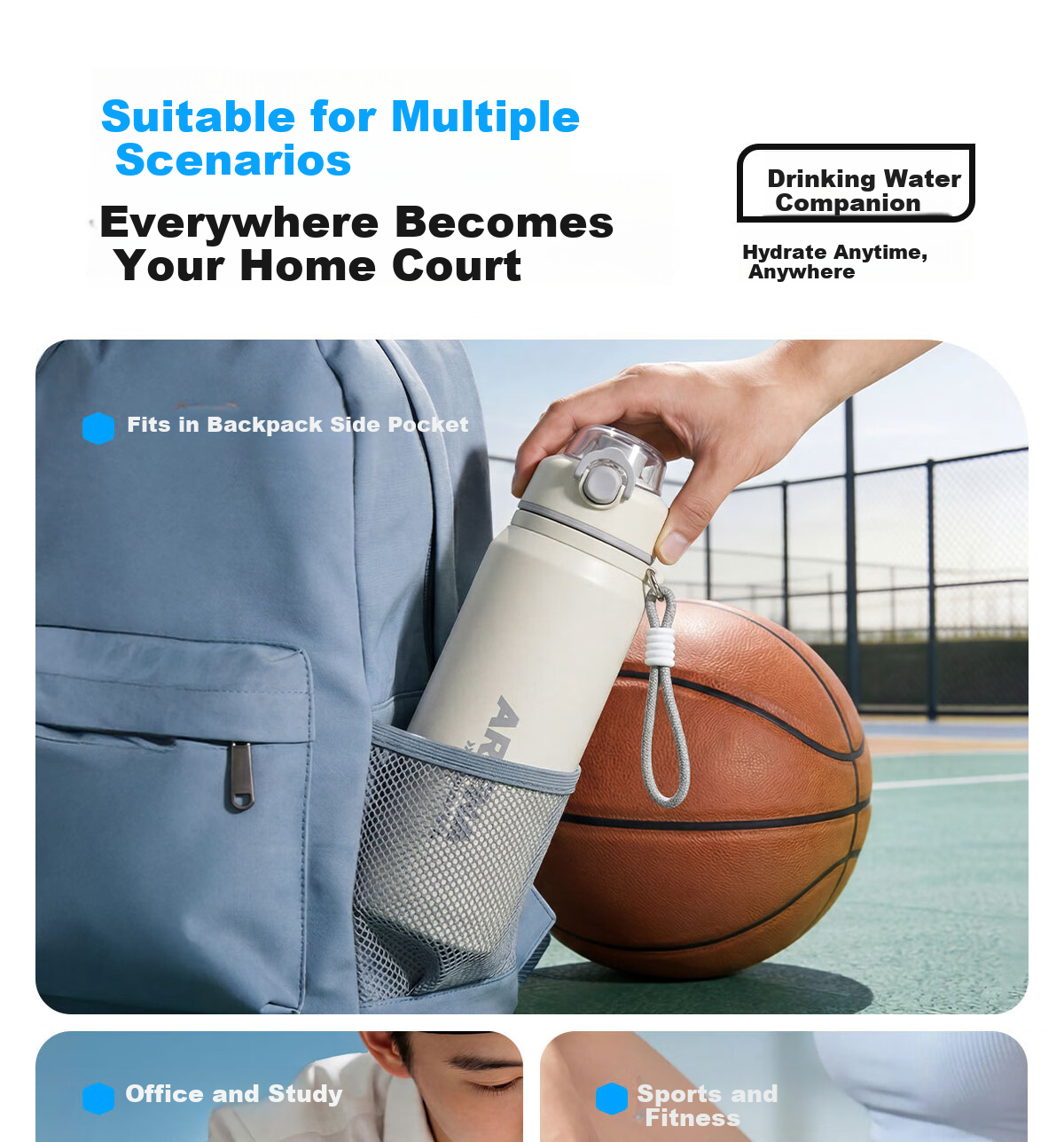 NRMEi Insulated Spray Water Bottle Large Capacity Student School Outdoor Sports Men's Summer Cooling Flask Cup 20