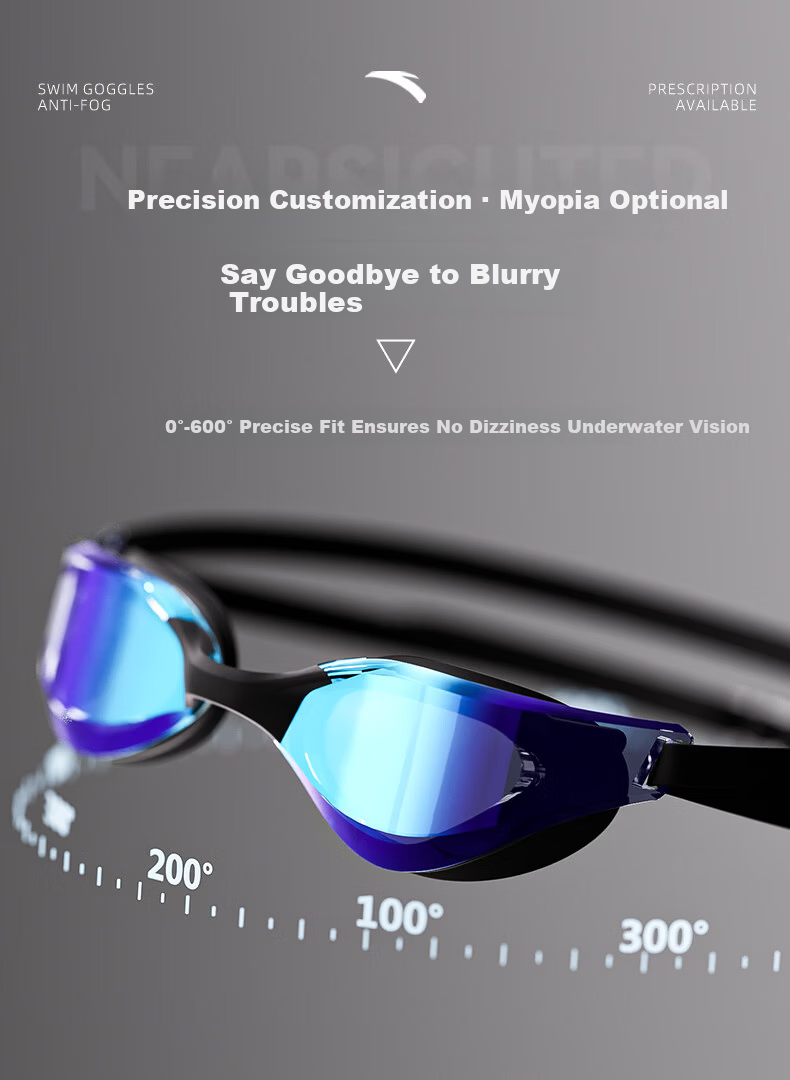 ANTA Racing Swim Goggles Waterproof Anti-Fog UV Protection HD Coated Professional Training Swimming Glasses for Men and Women with Prescription 4
