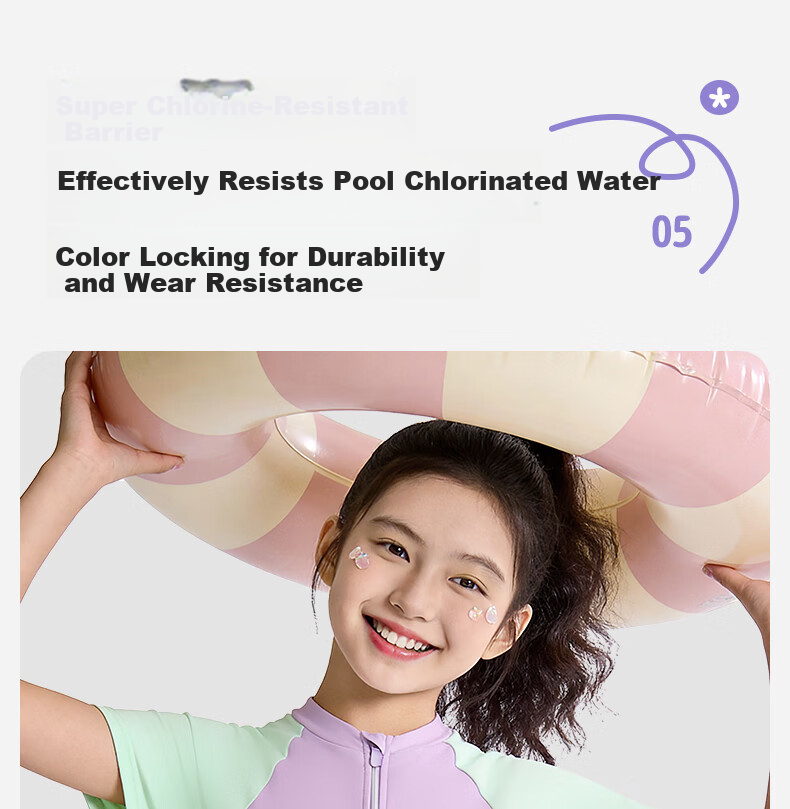 Keep Kids Girls One-Piece Conservative Swimsuit Purple Green Color Block Size 150 12