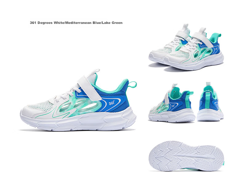 361° Kids Sports Shoes Summer 26 Boys Girls Lightweight Breathable School Running Shoes White Size 39 28