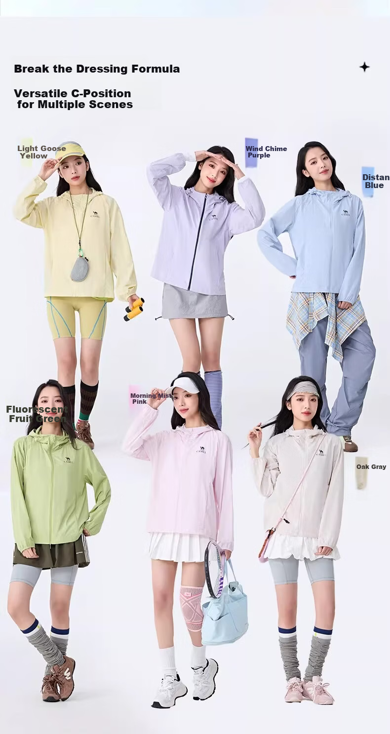 CAMEL Original Yarn Dry and Wet State Sun Protection Jacket for Women Slim Fit 2026 Spring Summer New Cool Breathable Water-Repellent Jacket for Men 0007 4