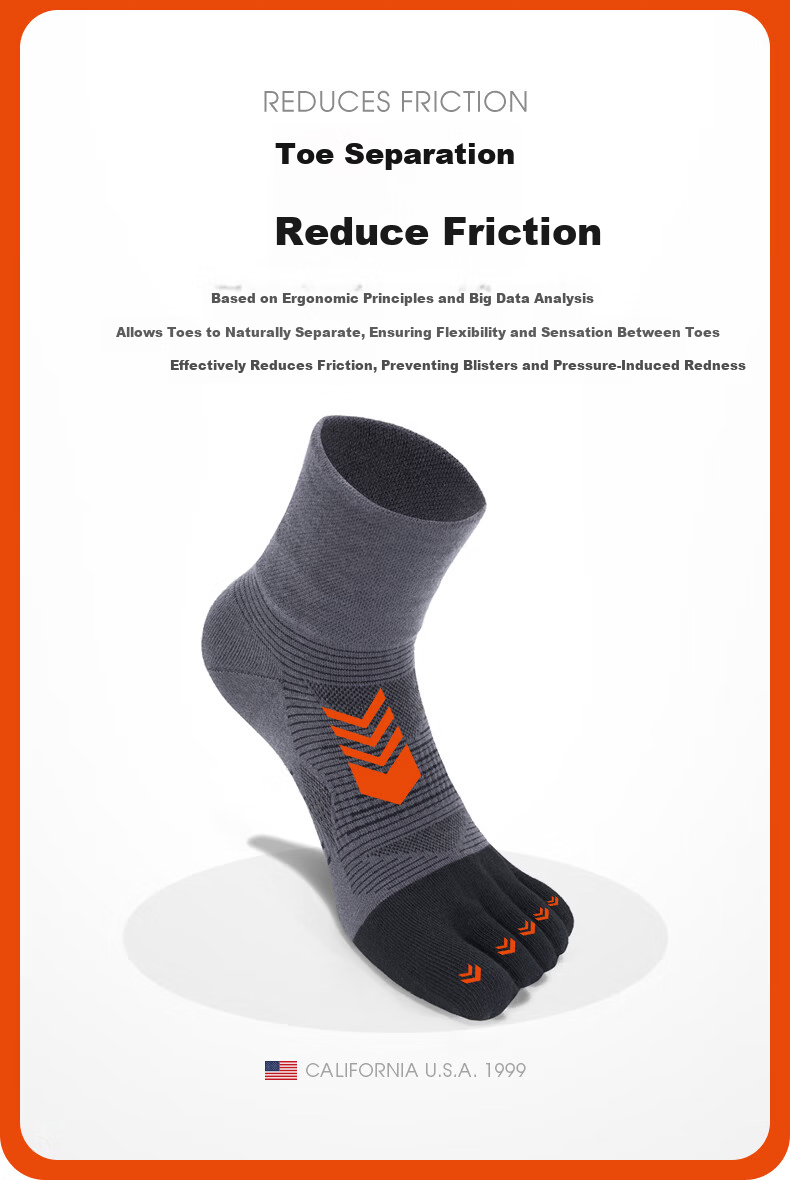 TFO DuPont Coolmax Five-Toe Socks Comfortable Breathable Quick-Dry Sports Socks A2202435 Men's Blue 7