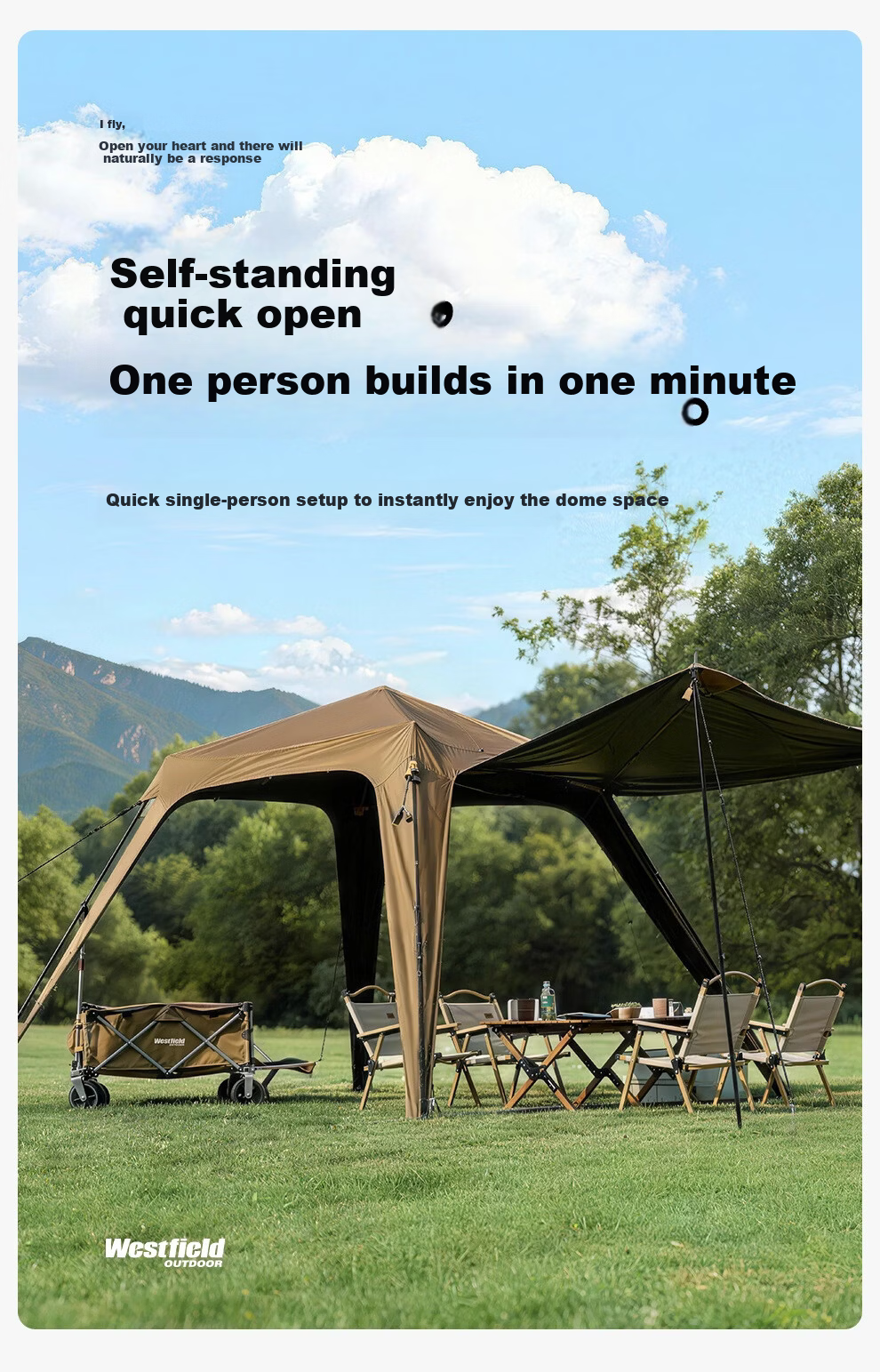 Westfieldoutdoor, Myfei Outdoor Camping Equipment, Self-Standing Quick-Open Canopy, Tarpaulin Door Curtain Accessories 1