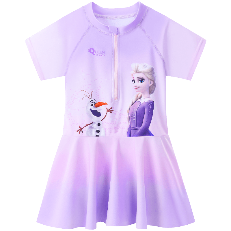 Disney Kids Girls Summer Ice Silk One-Piece Swimsuit 2026 Children's Skin Suit DEE25905-Q Purple Pink Size 120