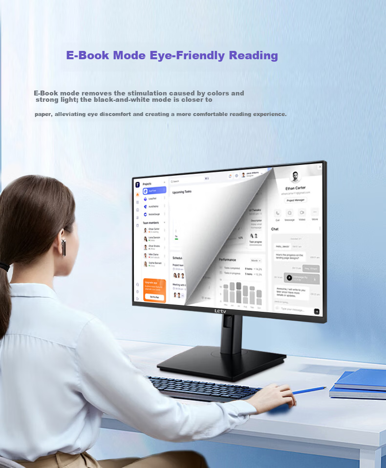 LeTV 27-inch 4K UHD Computer Monitor Office IPS Hard Screen LCD HDR 8bit Professional Color Accuracy Adjustable Height and Rotation Professional Design Low Blue Light Eye Protection 7