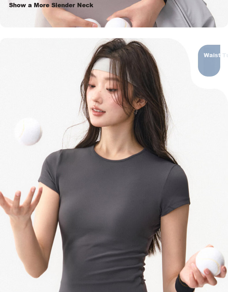XUEXIMAN Women's Spring Summer Yoga Short Sleeve Quick-Dry High Elastic Slim Pilates Training Fitness T-Shirt 6