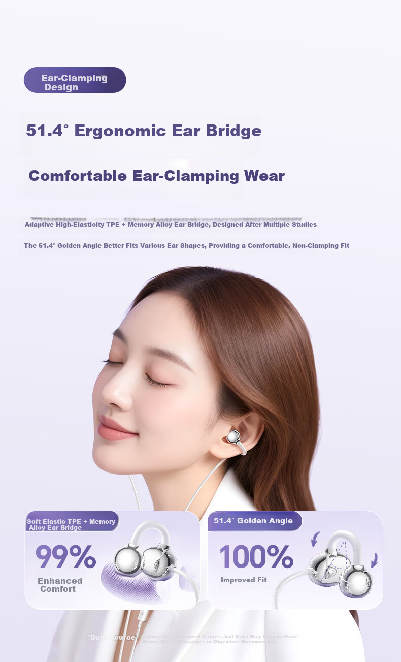 KOVOL Berlin Sound Wired Computer Earphones Clip-On Semi-In-Ear Type-C Sports Running Gaming Headset with Microphone Noise-Isolating 3