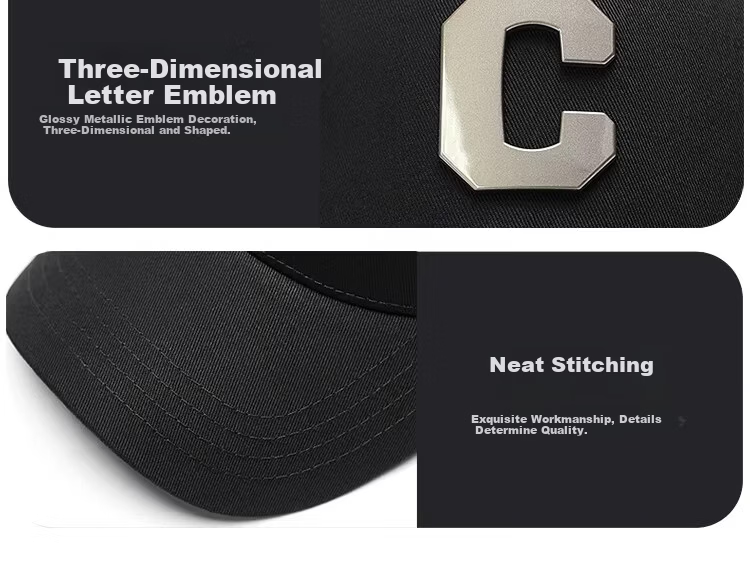 Miiow Men's New Deepened High-Top Baseball Cap C-Logo Large Head Circumference Outdoor Duckbill Hat Trendy Face-Slimming Brand 19
