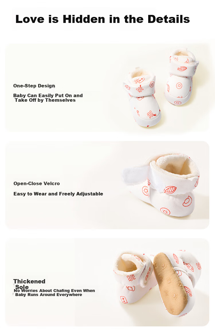 AIBEDILA Infant Walking Shoes, Autumn And Winter Style, 0-12 Months Pre-Walking Shoes, Soft-Soled Cotton Shoes for Young Infants, Warm for Winter 9