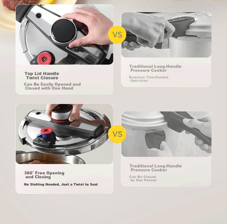 Carrot 6L Household Pressure Cooker 304 Stainless Steel Explosion-Proof Gas Stove Compatible Small Manual Locking Pressure Cooker 6