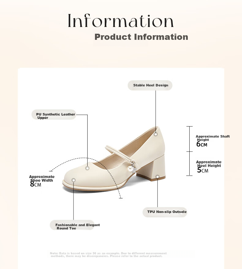 DAPHNE French Mary Jane Shoes for Women, 2026 New Spring Style, Shallow Mouth Gentle Flats, New Chinese-Style High Heels, Beige, Size 36 5