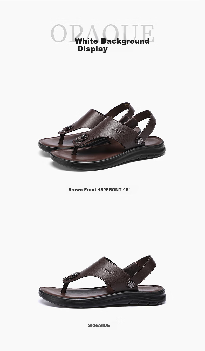 Red Dragonfly Men's Leather Breathable Casual Sandals Dual-Wear Leather Beach Shoes WLT250081 Black Size 42 8