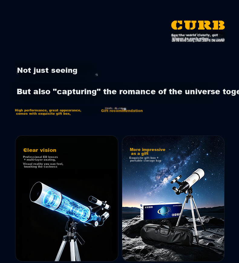 CURB Professional High-Power HD Astronomy Telescope for Stargazing, Space, Kids Beginner Home Use, Jupiter Cloud 1000000 8