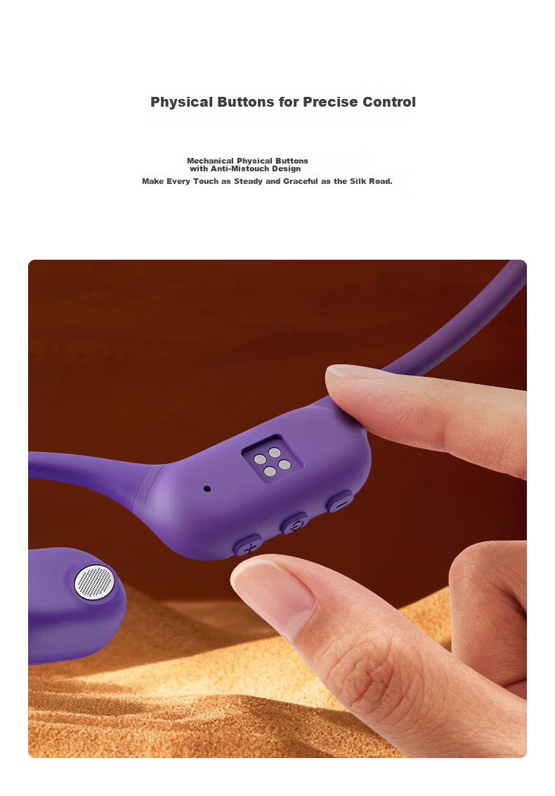 Langston AirWave Pro Open Bluetooth Wireless Bone Conduction Sports Earphones Running Cycling Non-In-Ear Compatible with Apple Dunhuang Purple 7