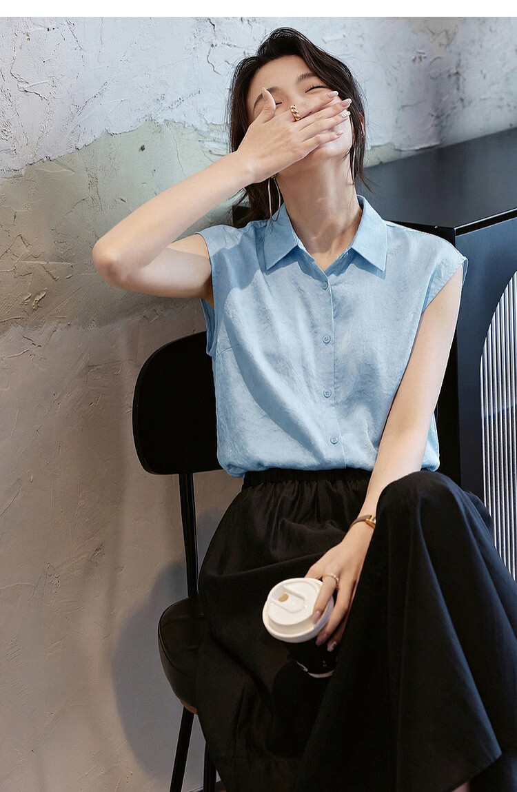 Demana Smooth 100 Acetate Summer Luxury Style Wide Collar Broad Shoulder Shirt Elegant High-End Women's Blouse 19