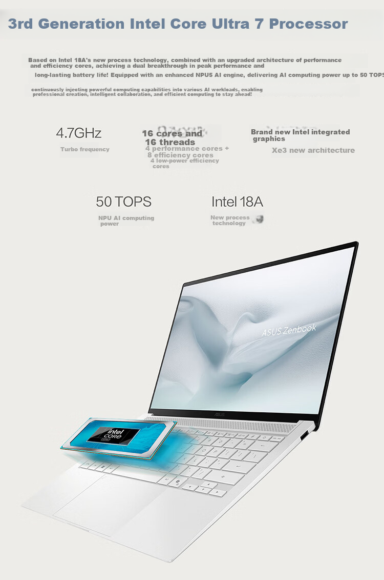ASUS Lingyao 14 Air 2026 New 3rd Gen Core Ultra7 2.8K 1100nits OLED Ultra-thin 14-inch 1.1cm AI Laptop 6