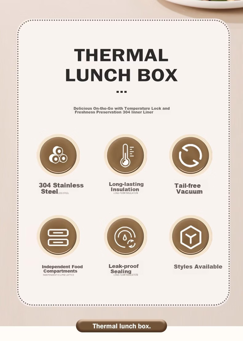 Licheers Insulated Lunch Box, Stainless Steel Thermos, Three-Layer Large Capacity, Extra Long Insulated Food Container, for Office Workers, Soup Insulation Box 2