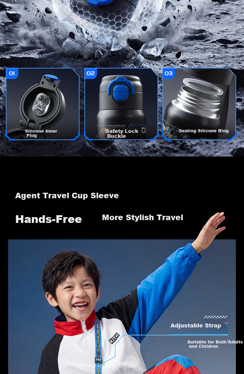 Haers Mini Special Forces Insulated Water Bottle Kids Straw Cup for Boys School Gift 12