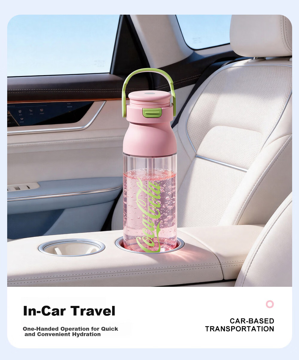Germ Coca-Cola Summer Plastic Cup with Straw High Temperature Resistant Large Capacity Sports Water Bottle 730ML Snow White 12