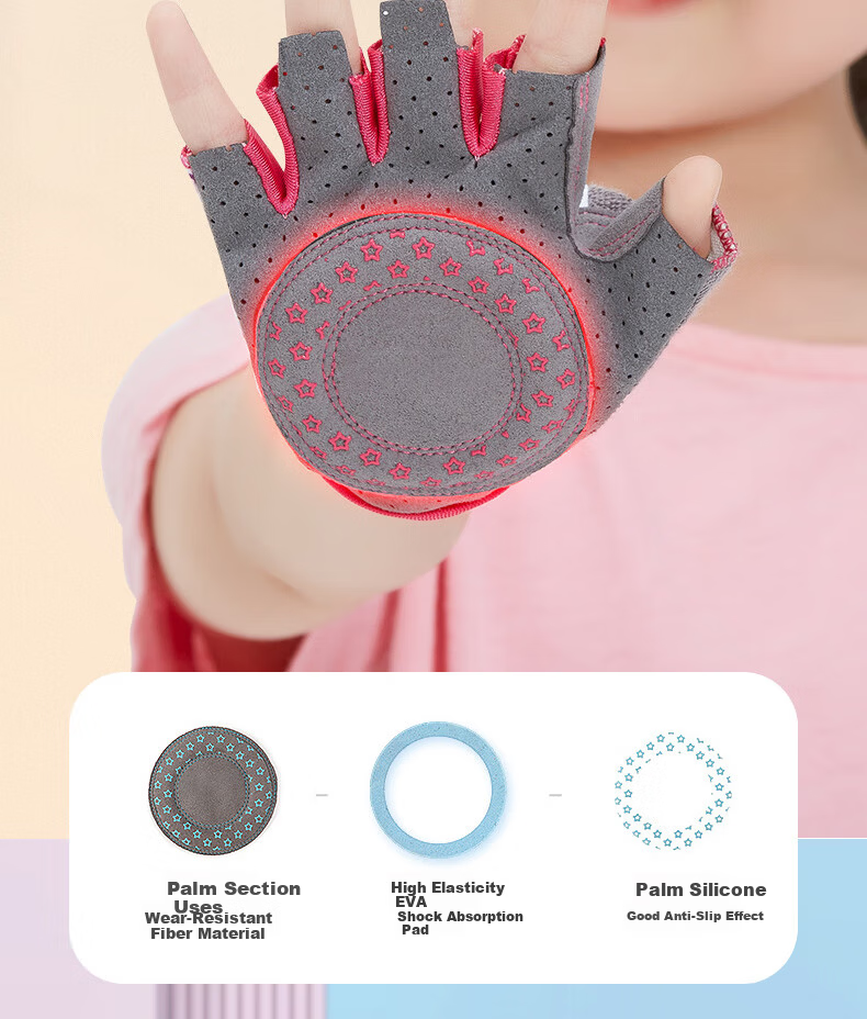 40,000 Kilometers Children's Sports Gloves Unisex Outdoor Half-Finger Breathable Cycling Roller Skating Anti-Slip Thin Anti-Blister Blue 4