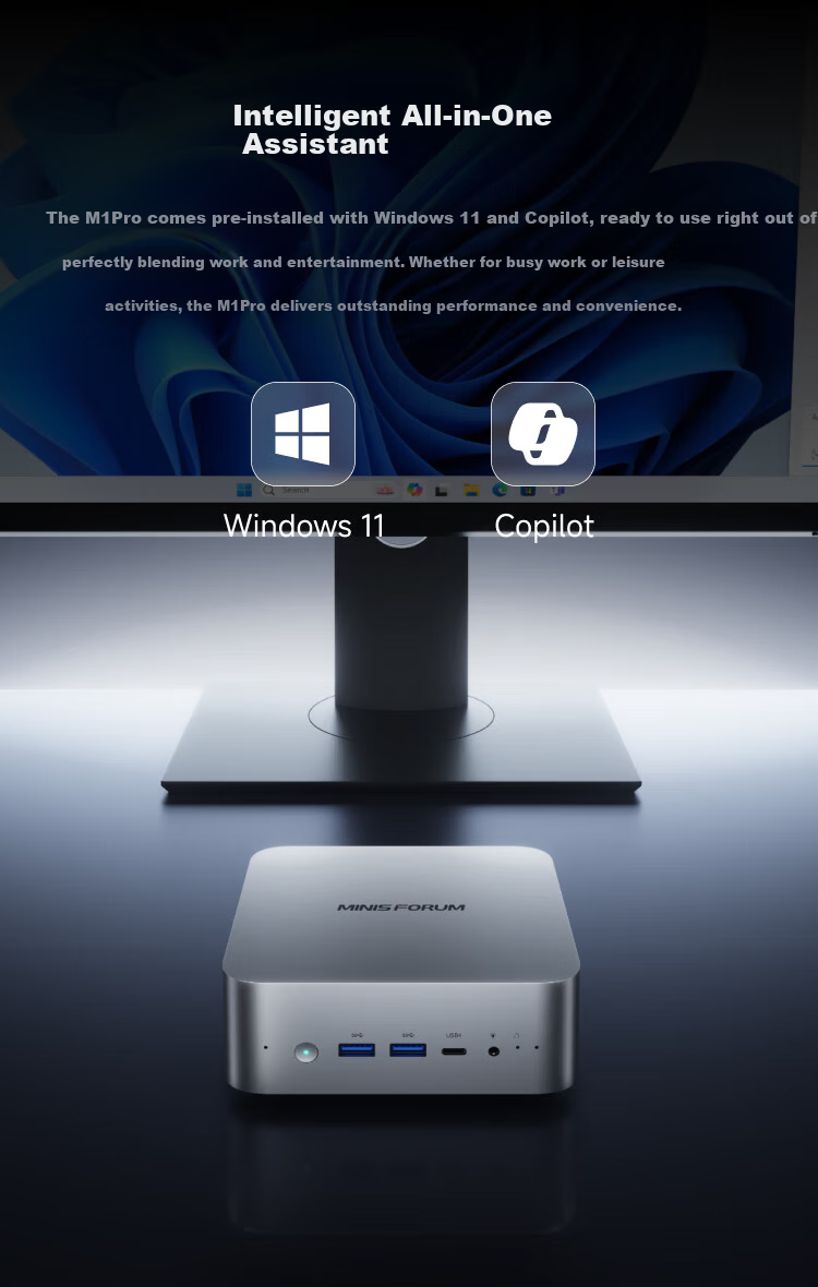 Mingfan M1 Pro-285H Core Ultra9 285H Mini PC AI Gaming Office Design Mini Desktop High-Performance Computer 32GB+1TB 13