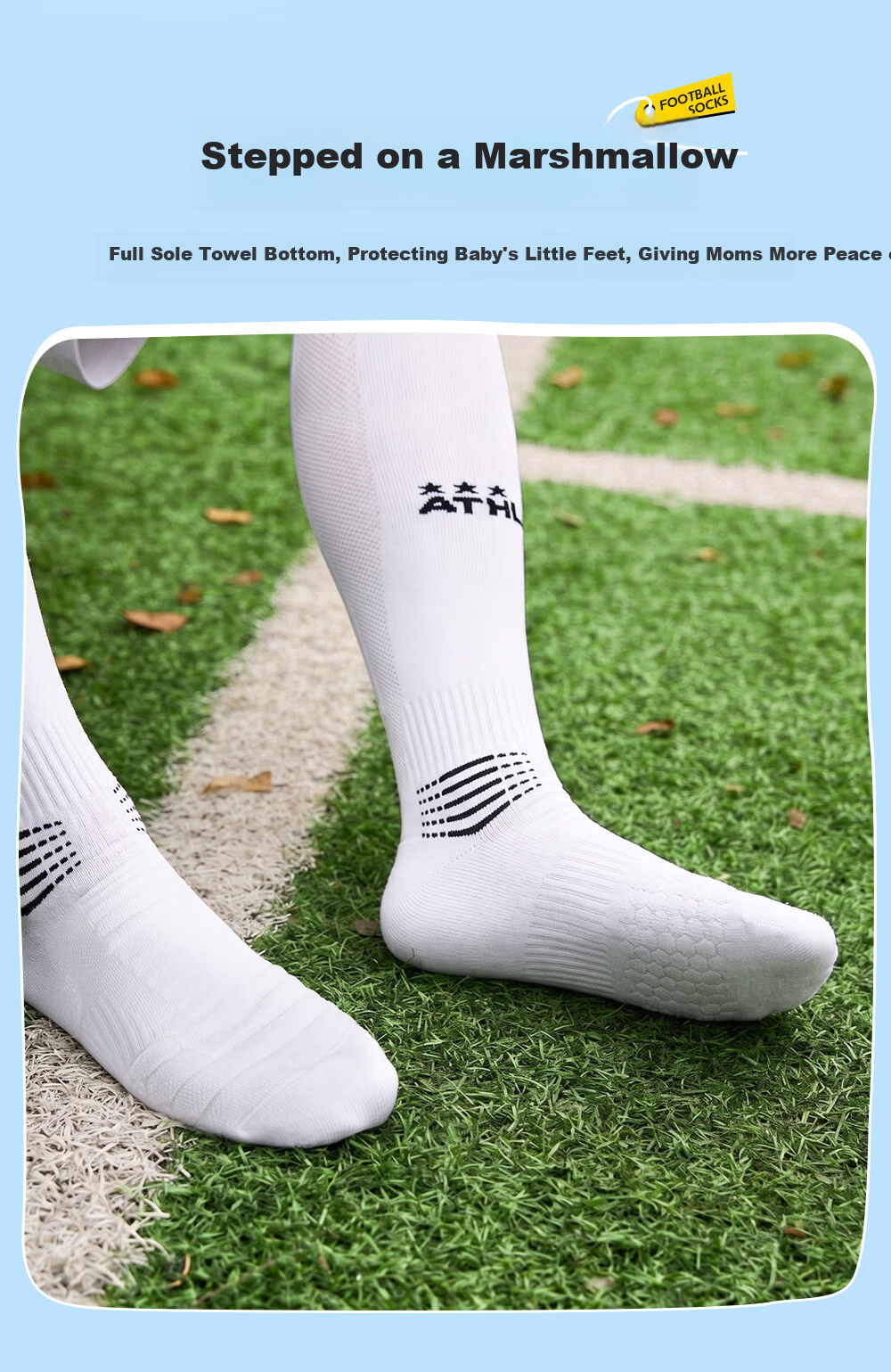 ATHLETA Kids Soccer Over-the-Knee Socks Non-Slip Cushion Towel Bottom Boys Girls Youth Training Socks 4