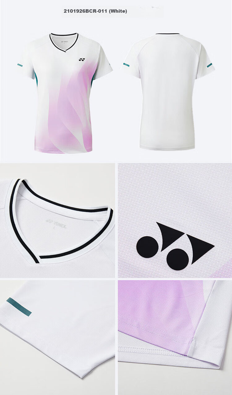 YONEX Yonex Badminton Sports Comfortable Training Short Sleeve Women's T-Shirt 2101926BCR White O 3