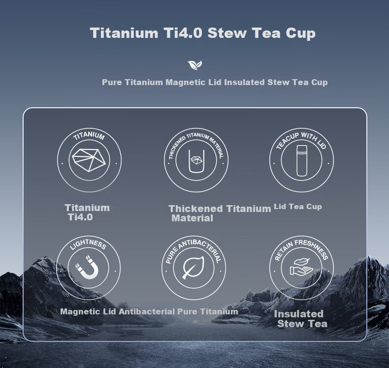 GEYA Antibacterial Pure Titanium Insulated Magnetic Tea Steeping Cup Customizable Thermal Water Bottle 3