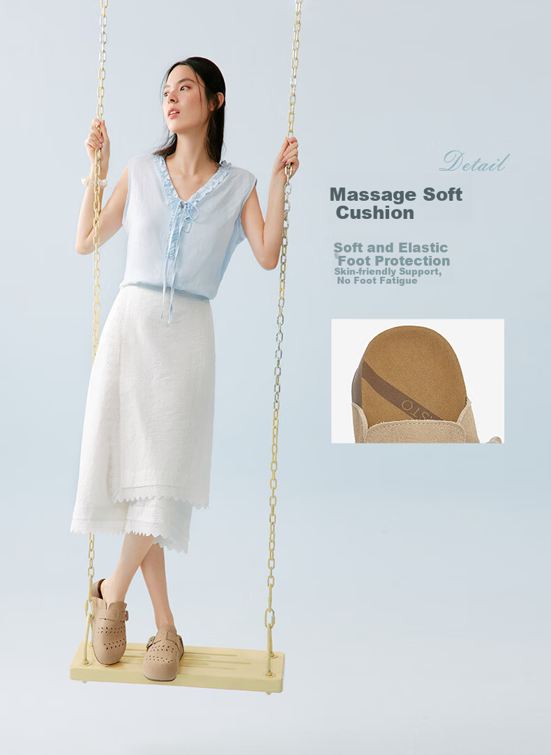BASTO 26 Summer Birk Style Simple Fashion Retro Casual Women's Slippers D5006BH6 Apricot Size 38 6