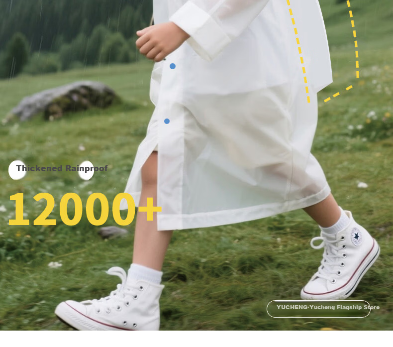 Yucheng 2026 New Disposable Children's Raincoat for Primary School Students with Backpack Slot, Long Thickened Portable Travel Raincoat 10