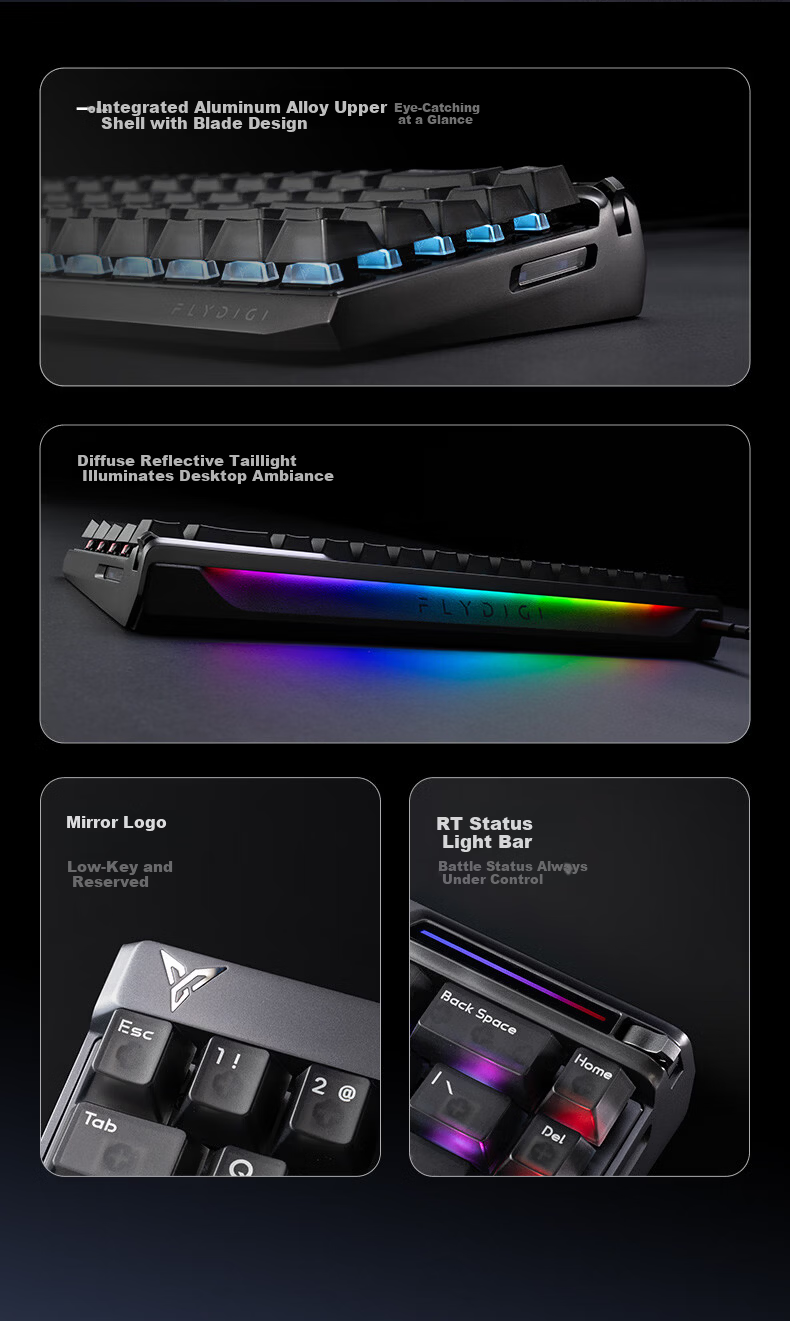 Flydigi FS68 Multi-Hall E-sports Magnetic Switch Keyboard Black Valorant CSGO2 Custom 68-Key Wired Gaming Keyboard Recommended by Tianlu Team 37