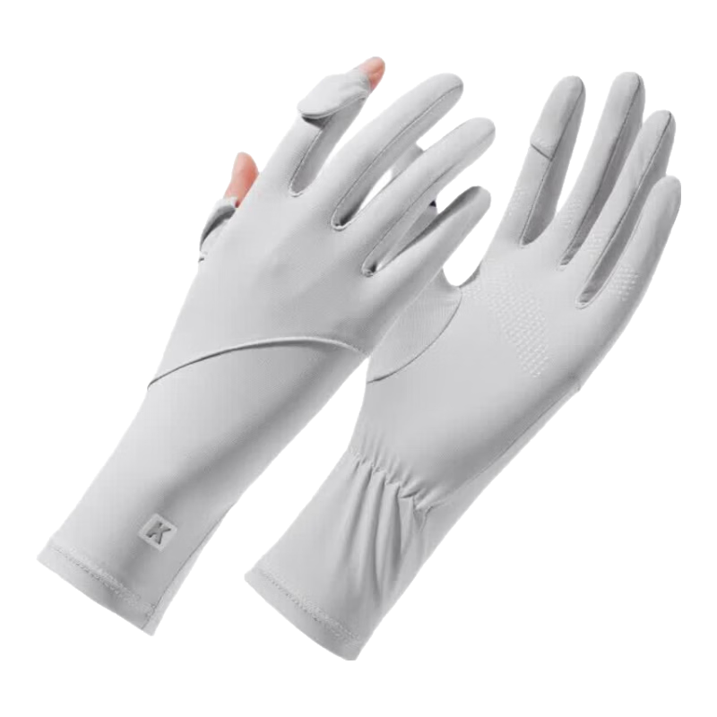 Chegui Mu Women's Summer Thin Sunscreen Gloves Outdoor UV Protection Long Fingerless Ice Silk Cycling Gloves