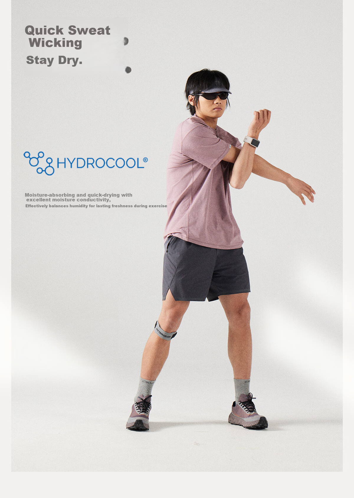 Lanqi Frog Breath Moisture-Wicking Quick-Dry Short Sleeve T-Shirt 2026 Spring Men's Breathable Outdoor Running Crew Neck T-Shirt Rock Cliff Gray XL 5