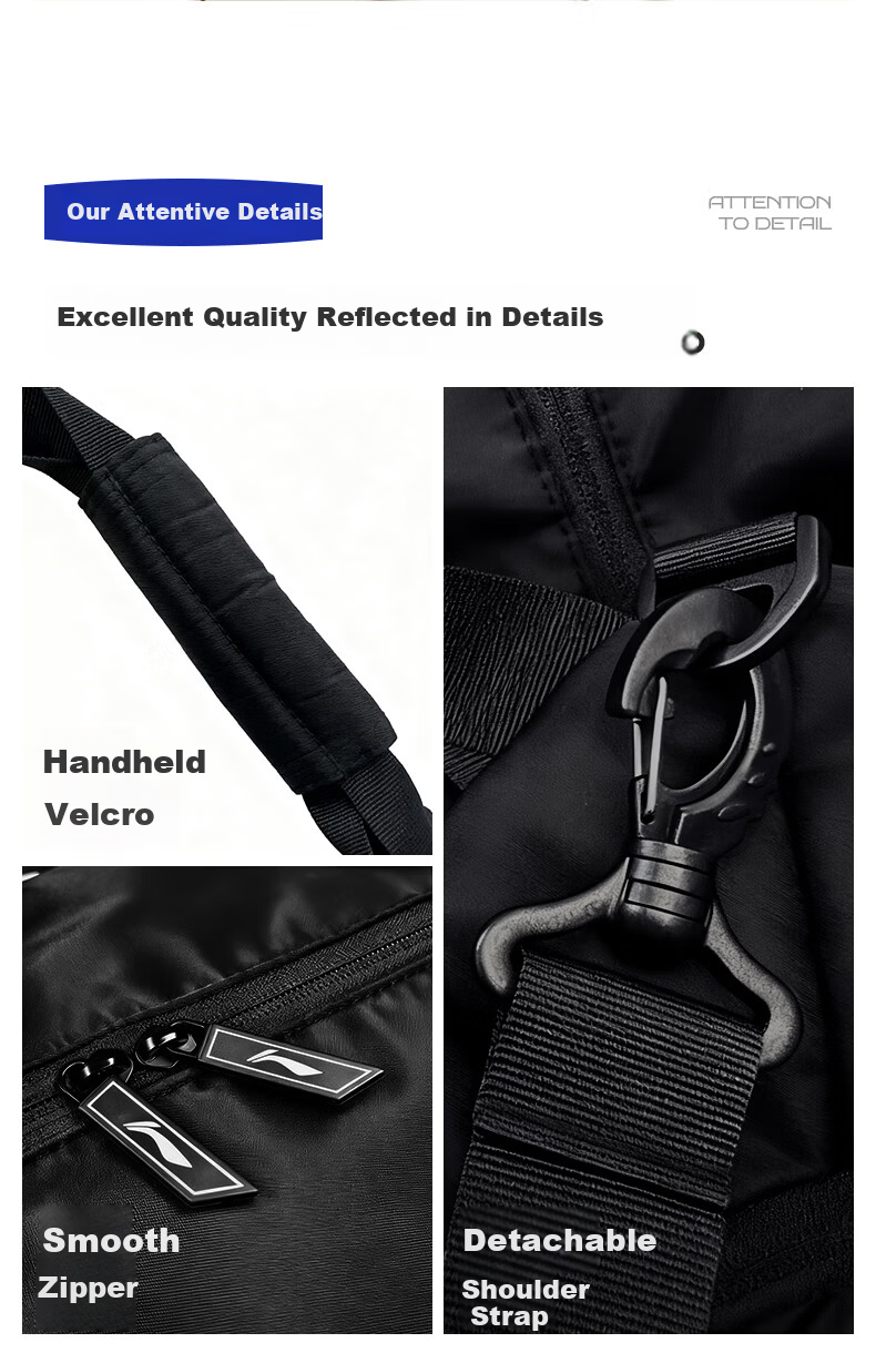 LI-NING Swimming Storage Bag Wet and Dry Separation Large Capacity Waterproof Crossbody Bag for Men and Women 7561 Black 18